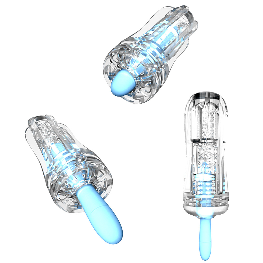 Male Masturbator Cup Soft Silicone Massager For Men Toys Blue With Vibrations