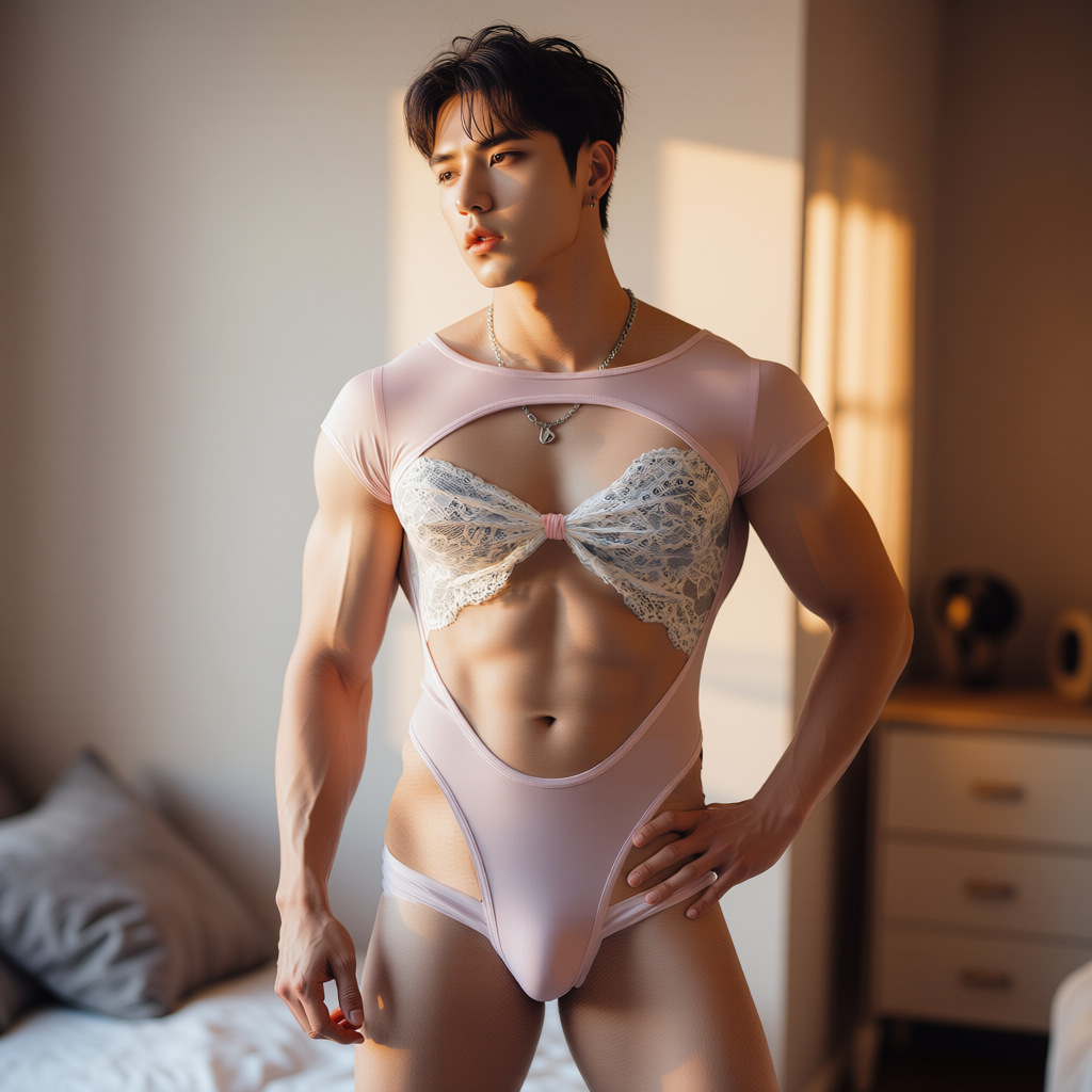 Pink Lace Cutout Bodysuit Lingerie