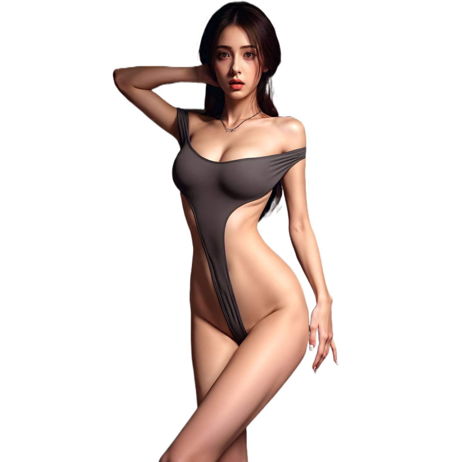 Off Shoulder Cutout Open Crotch Lingerie