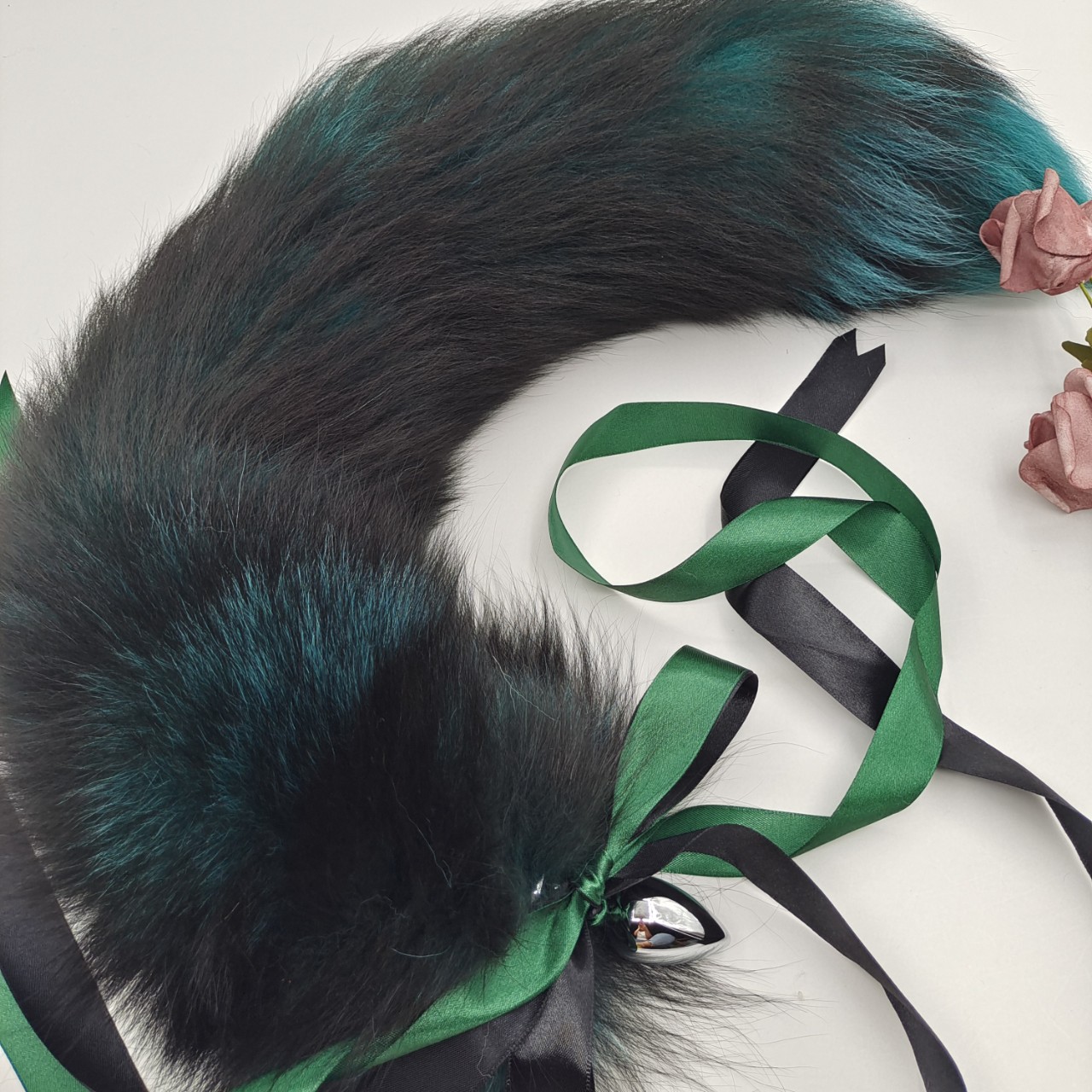 Aurora Green Handmade Detachable Plug Fox Tail 50cm