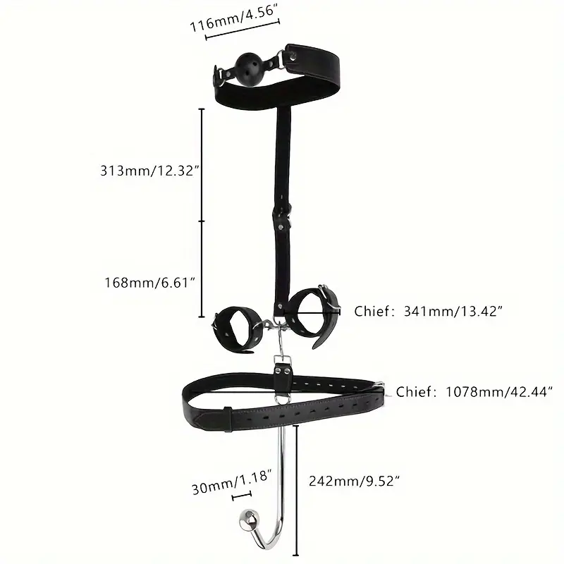 Sex Backhand Back Gag With Anal Hooks Sm Leather