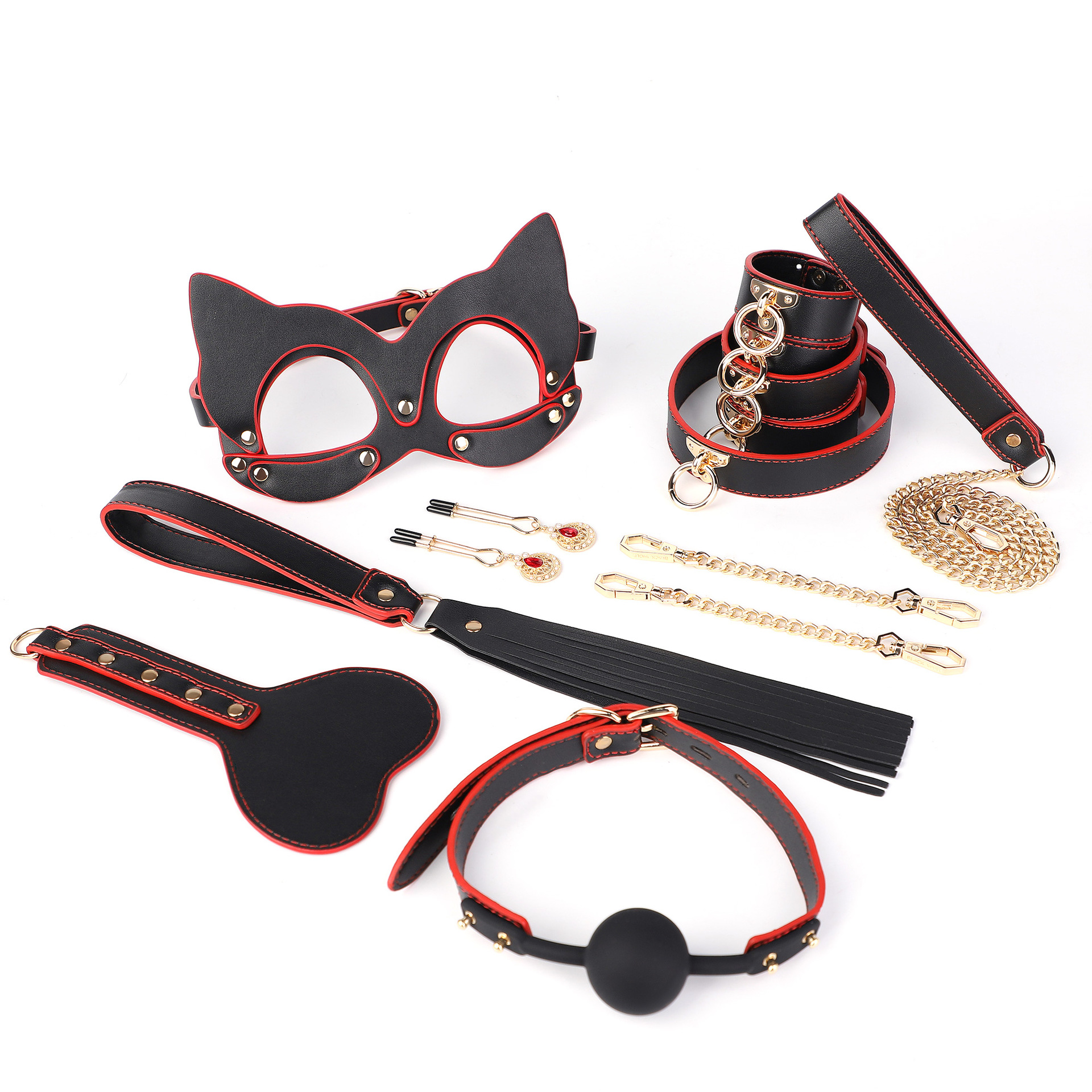 Erotic Leather Bdsm Bondage Restraint 8pcs Set