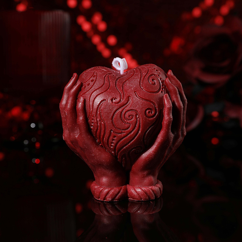 Hands Holding Heart Sensual Candle Low Temperature