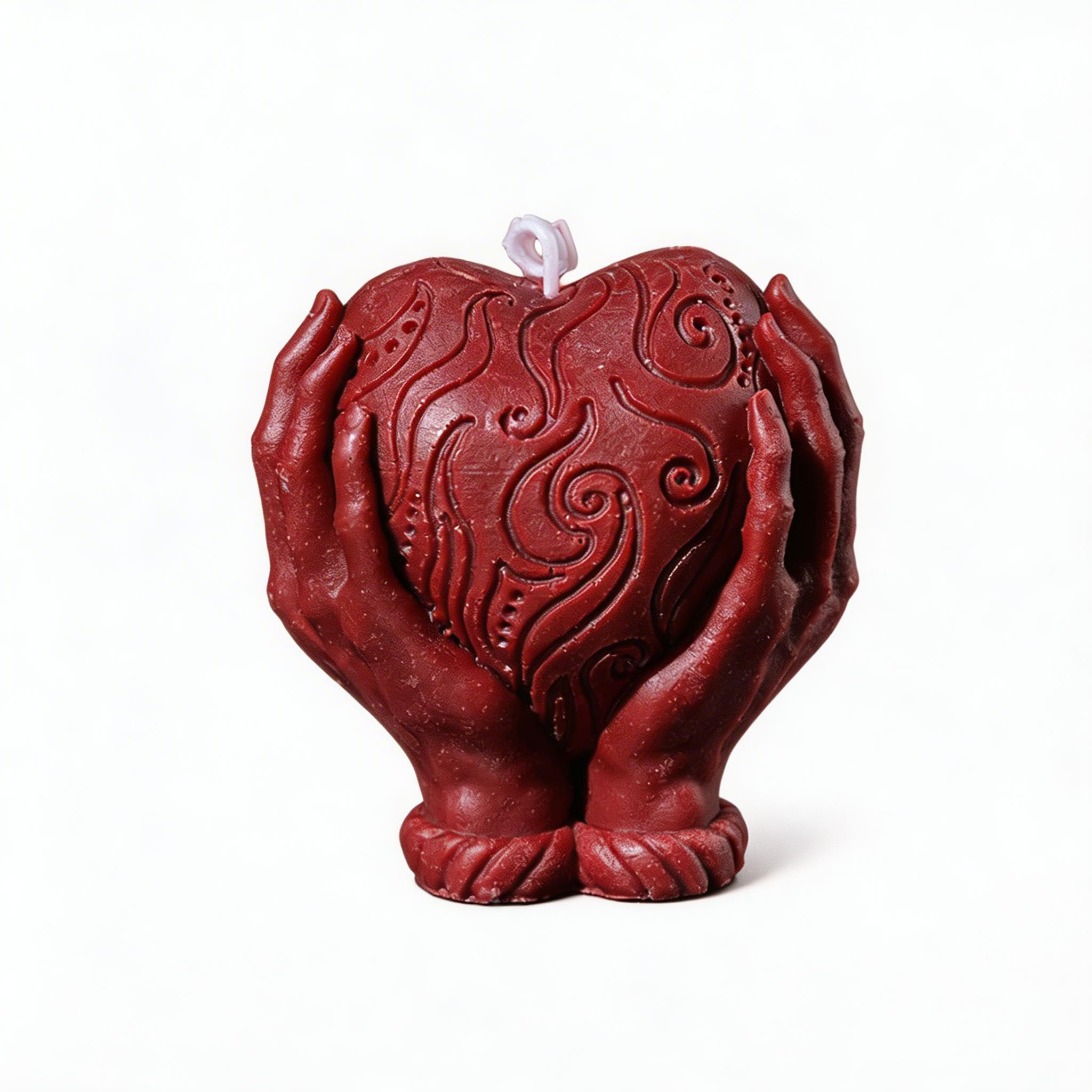 Hands Holding Heart Sensual Candle Low Temperature