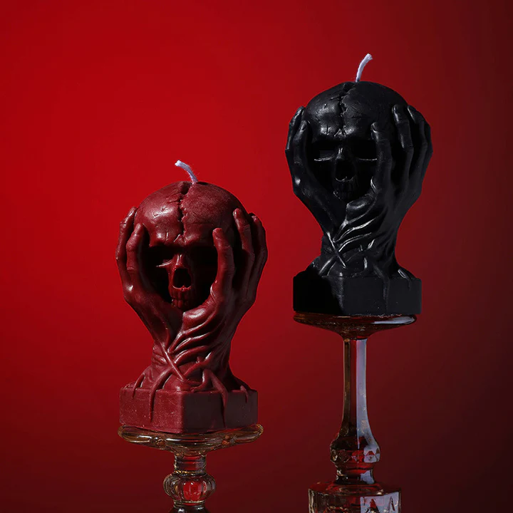 Holding A Skull Sensual Candle Gothic Low Temperature