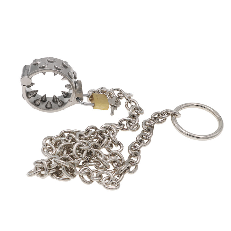 Stainless Steel Ring Testicle Ring With Spikes And Chain