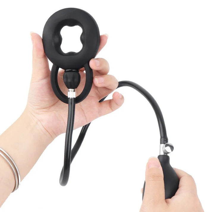 Inflatable Adjustable Silicone Cock Ring With Air Pump