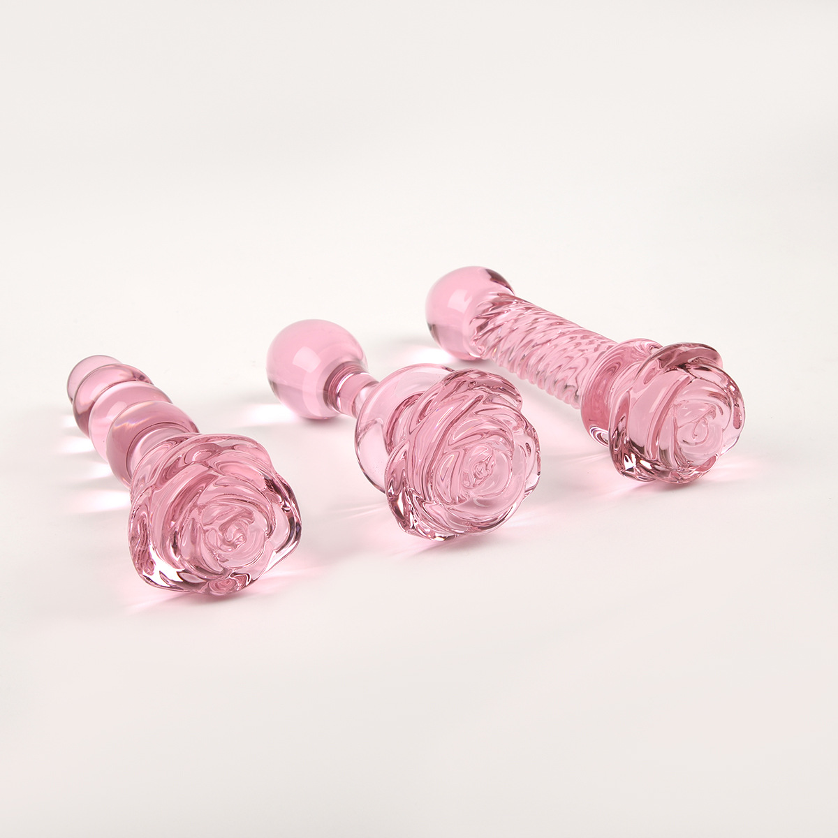 Pink Rose Glass Dildo