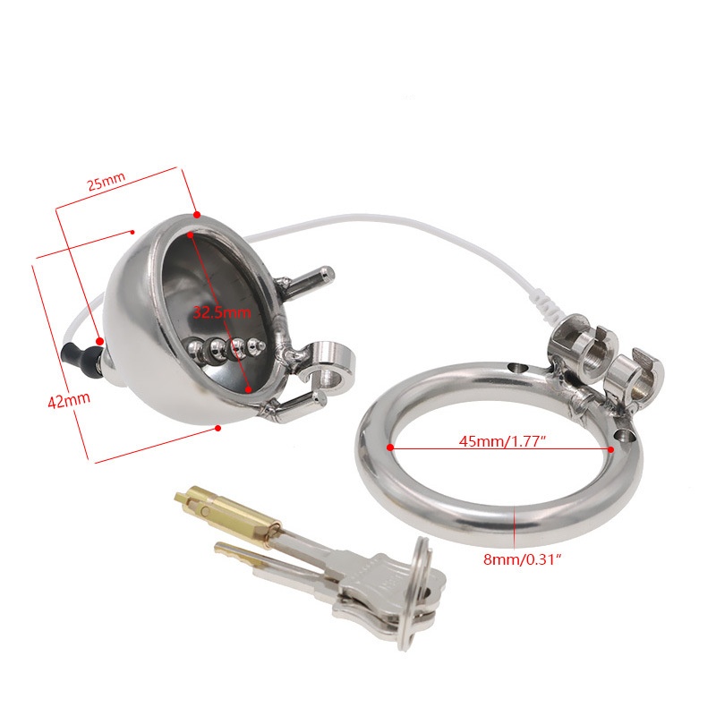 Stainless Steel Locking Chastity Cage With Urethral Tube 40mm 50mm Rings
