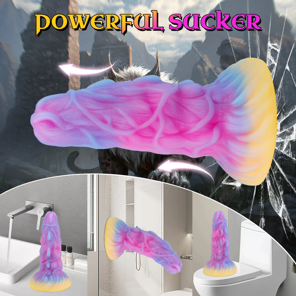 7 08fantasy Monster Dildo With Multi Texture Design Glow In The Dark Effect