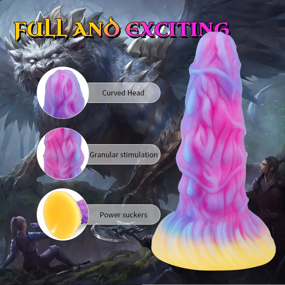 7 08fantasy Monster Dildo With Multi Texture Design Glow In The Dark Effect