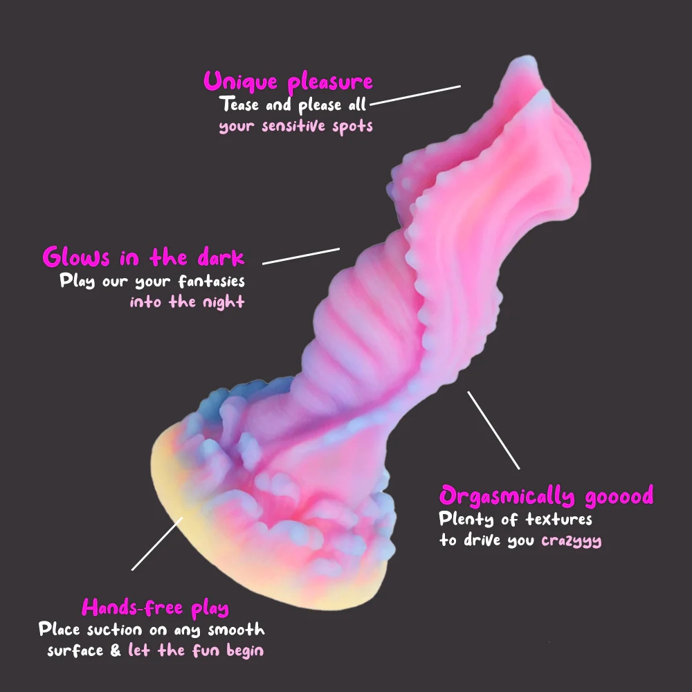 7 8fantasy Dragon Dildo With Multi Texture Design Glow In The Dark Effect