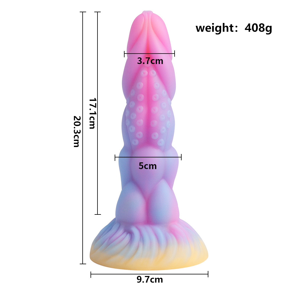 8 14fantasy Monster Dildo With Multi Texture Design Glow In The Dark Effect