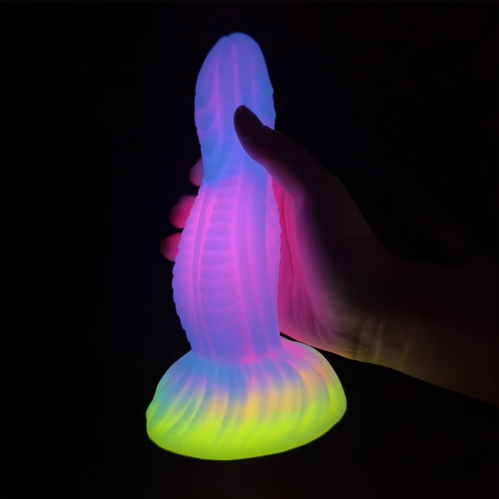 7 32fantasy Monster Dildo With Multi Texture Design Glow In The Dark Effect