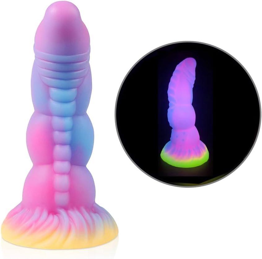 8 18fantasy Monster Dildo With Multi Texture Design Glow In The Dark Effect