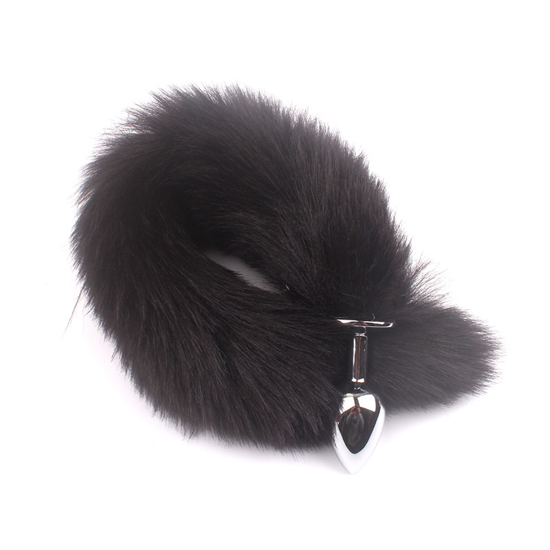Black Fox Tail Butt Plug 18 1inch Tail