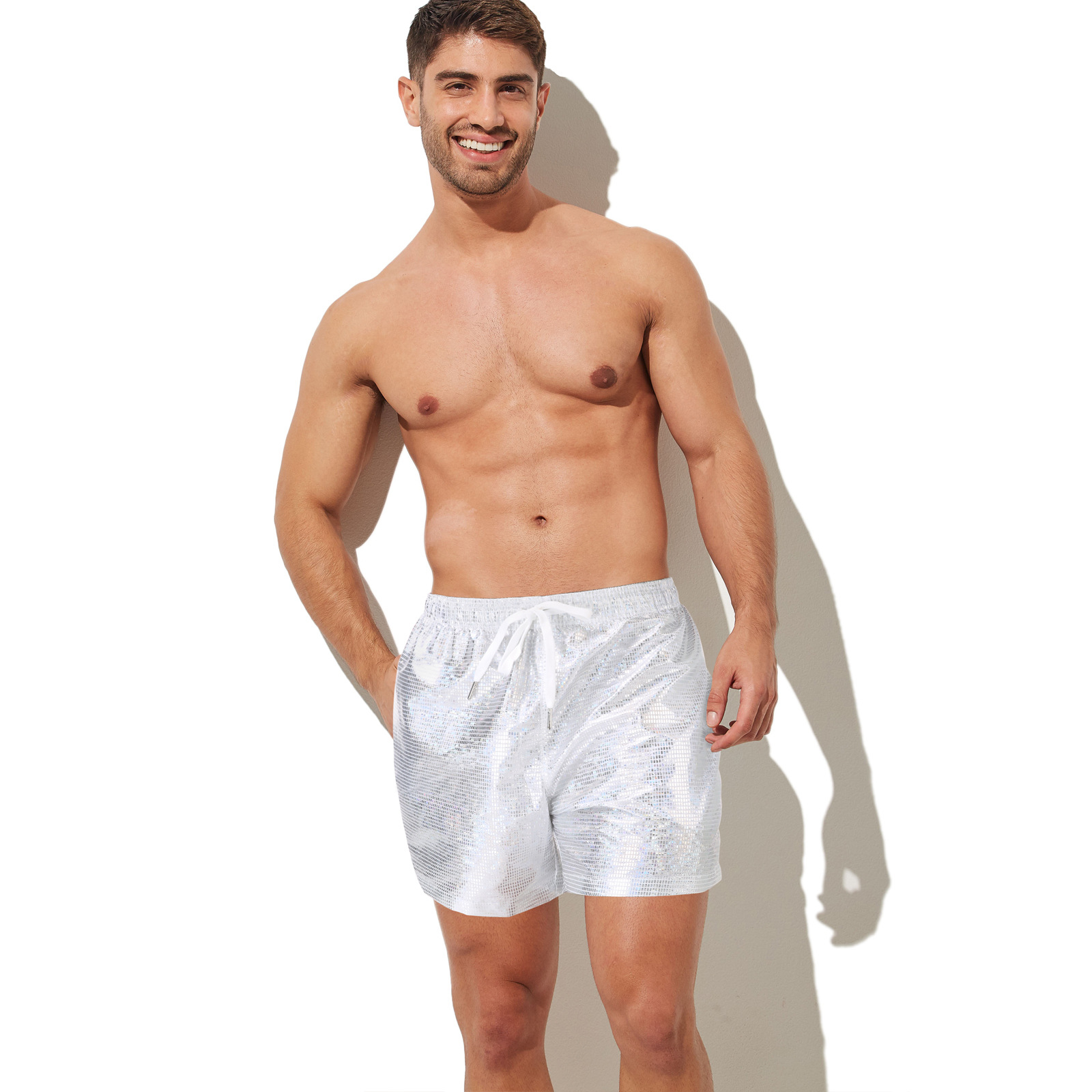 Men Shorts Wet Look Beach Pants