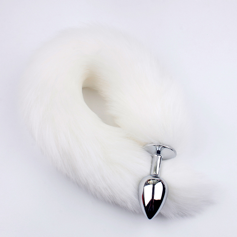 White Fox Tail Butt Plug 18 1inch Tail