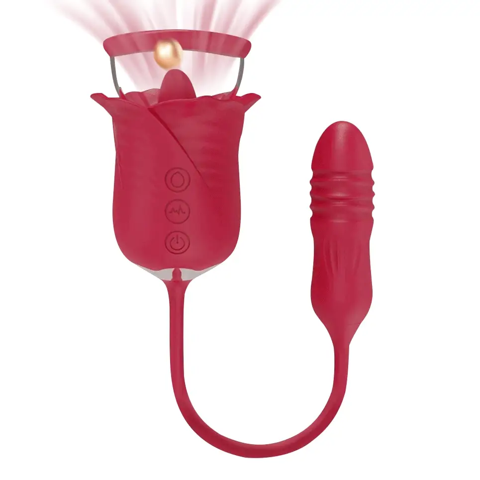 Womens Rose Toy With 10tail Thrusting Modes