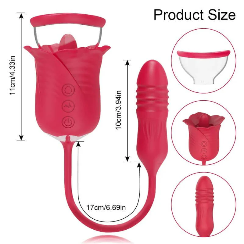 Womens Rose Toy With 10tail Thrusting Modes