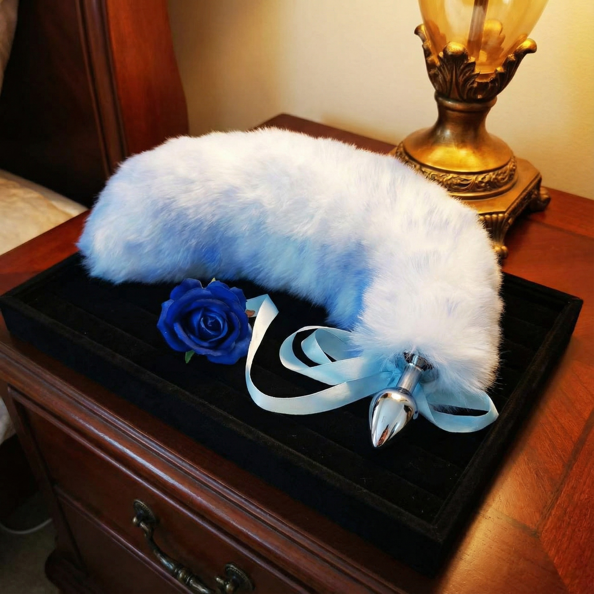 15 4ice Blue Fox Tail Plug Set