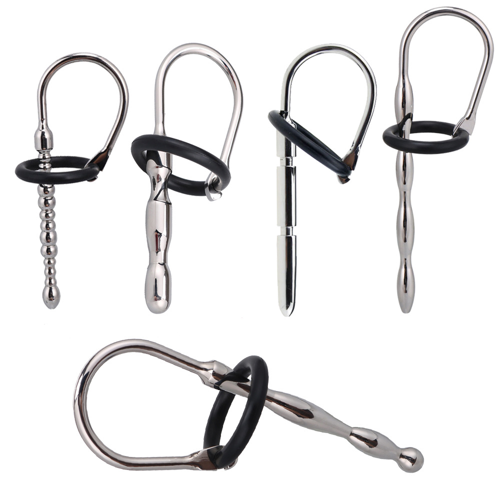 7 Styles Stainless Steel Urethral Sounding With Silicone Cock Ring