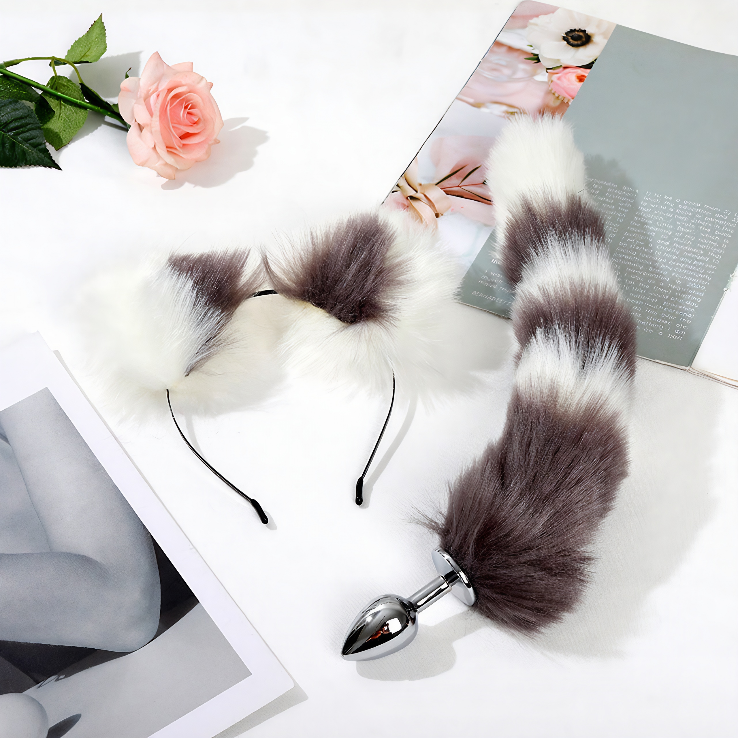 Multicolored Tail Ears Pet Sets